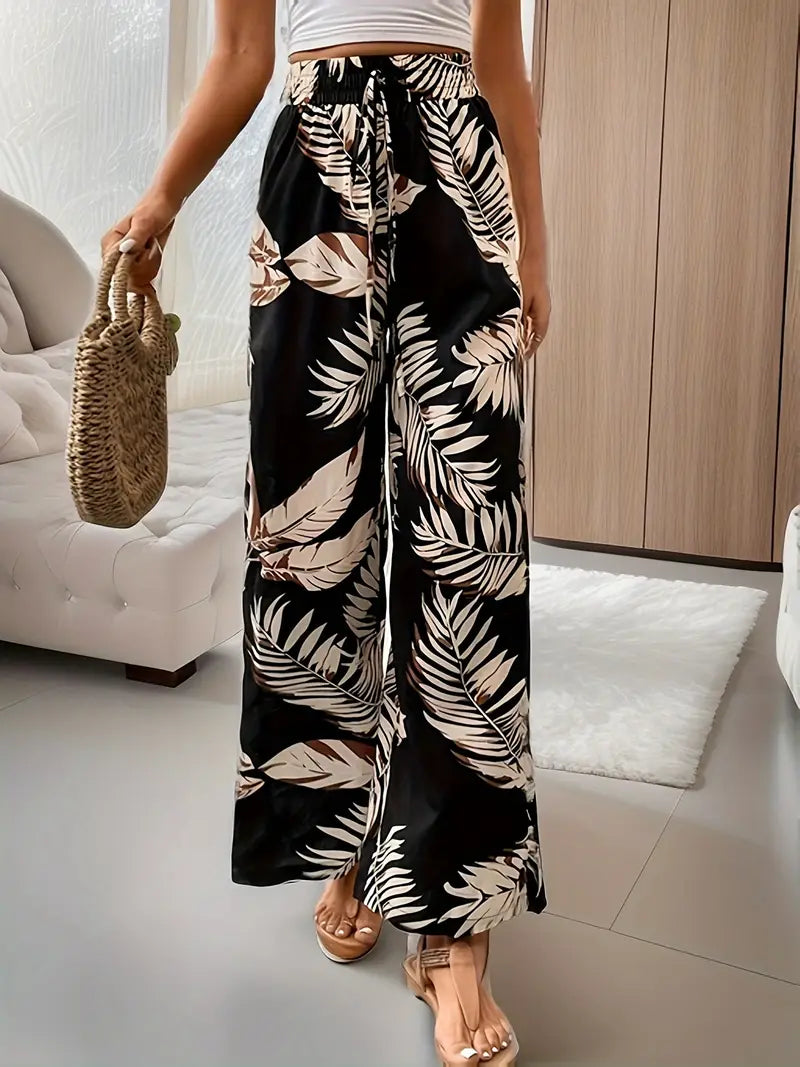 Kaimera – Stilvolle Hose mit weitem Bein und tropischem Print