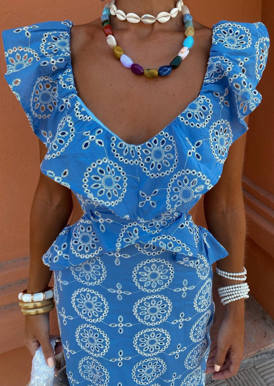 Maxi-Kleid mit Rüschen | Feminine Eleganz & Boho-Muster | Sommerlicher Charme