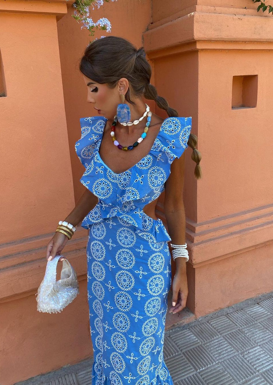Maxi-Kleid mit Rüschen | Feminine Eleganz & Boho-Muster | Sommerlicher Charme