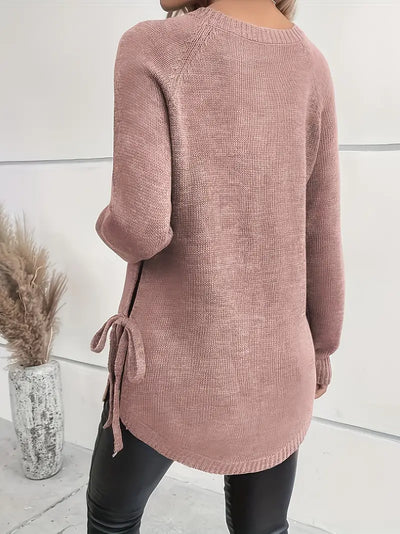 Avelena | Trendiger Strickpullover mit Geteilter Krawatte Elegant