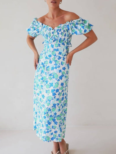 Avelena | Frisches Sommerliches Midikleid mit Blumenmuster