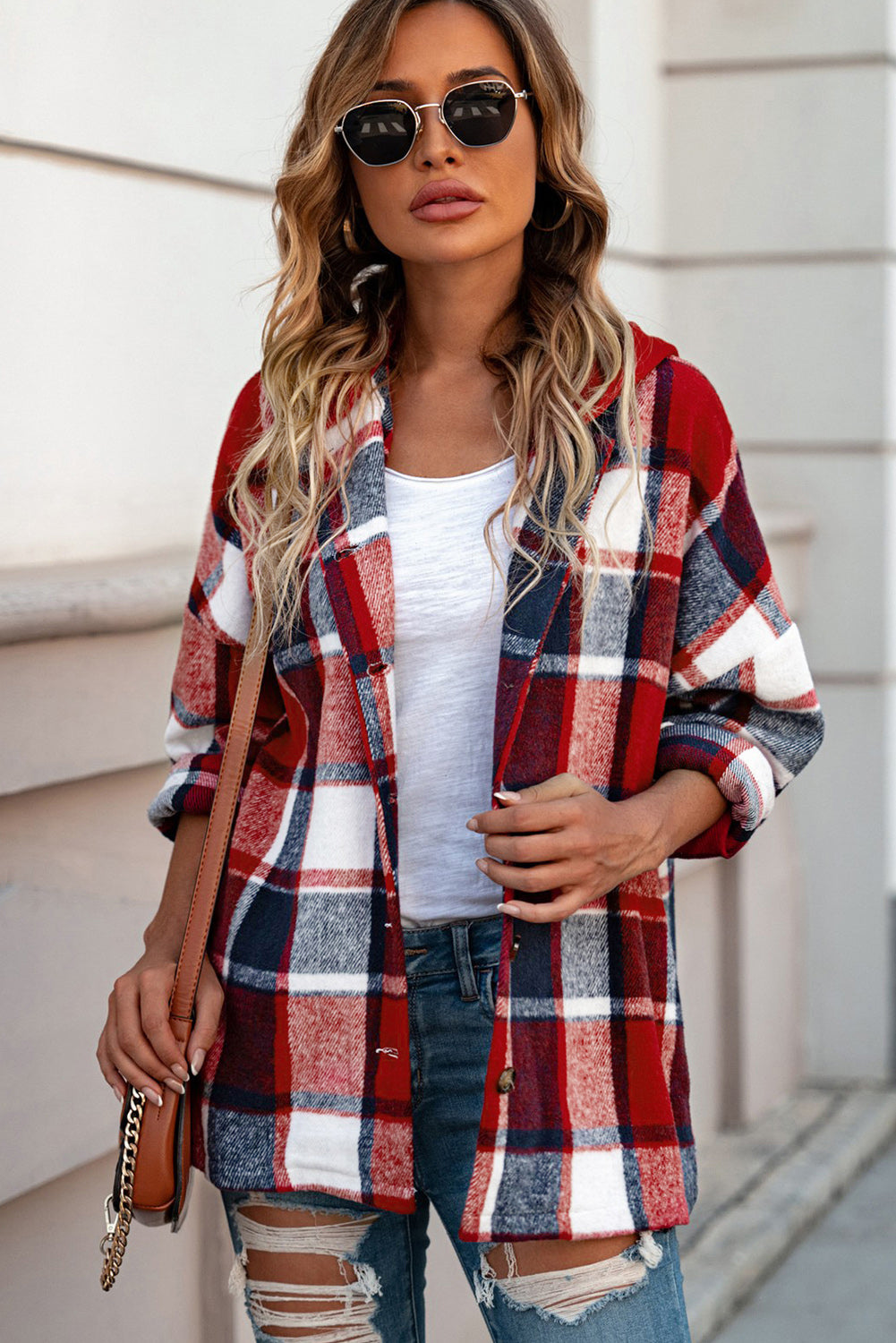 Kariertes Oversized-Hemdjacke | Kapuze & Knopfleiste | Lässiger Komfort