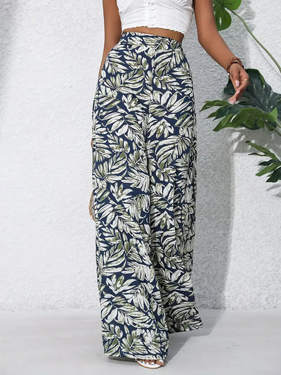Mariah – Hochwertige Hose mit weitem Bein und tropischem Print