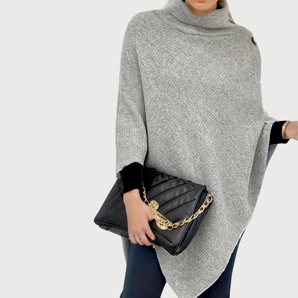 Poncho mit Knopfdetails | Asymmetrischer Schnitt | Kuschelig & Stilvoll