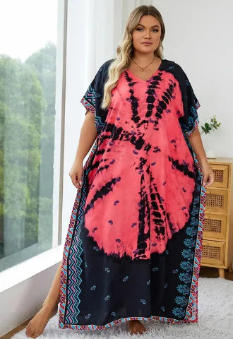Azrielle – Lockeres Maxikleid mit Batikmuster