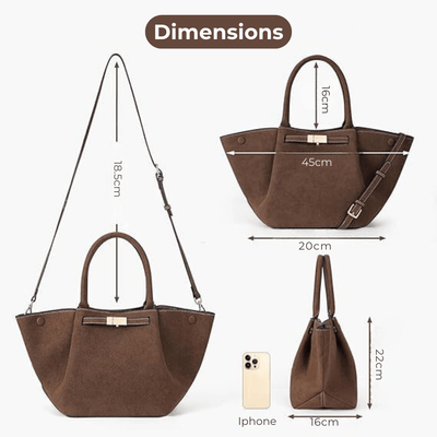 Strandtasche Damen Vegan Suede – Große Tote Bag Sommer Braun