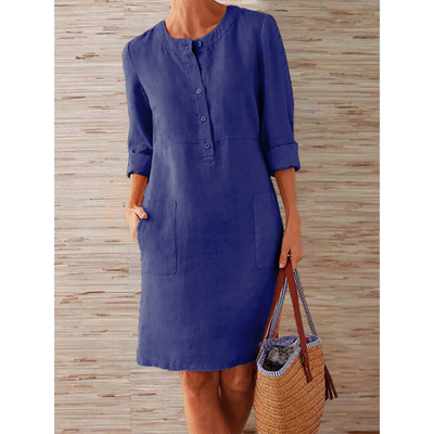 Knielanges Leinenkleid | Schlicht & Eleganz | Bequemer Stil
