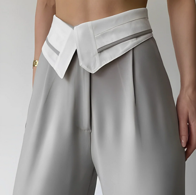 Morgessa – Elegante Hose mit weitem Bein und hoher Taille