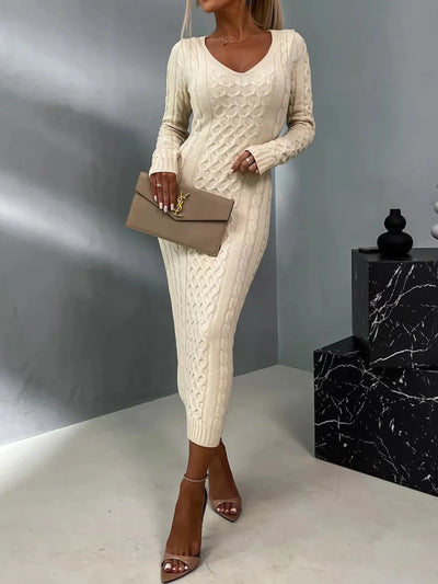 Strick-Midikleid mit Zopfmuster | Elegant und Gemütlich | Femininer Schnitt