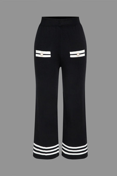 Ariella | Stilvolles Strick-Zweiteiler-Set mit Cropped-Cardigan & Weitbein-Hose