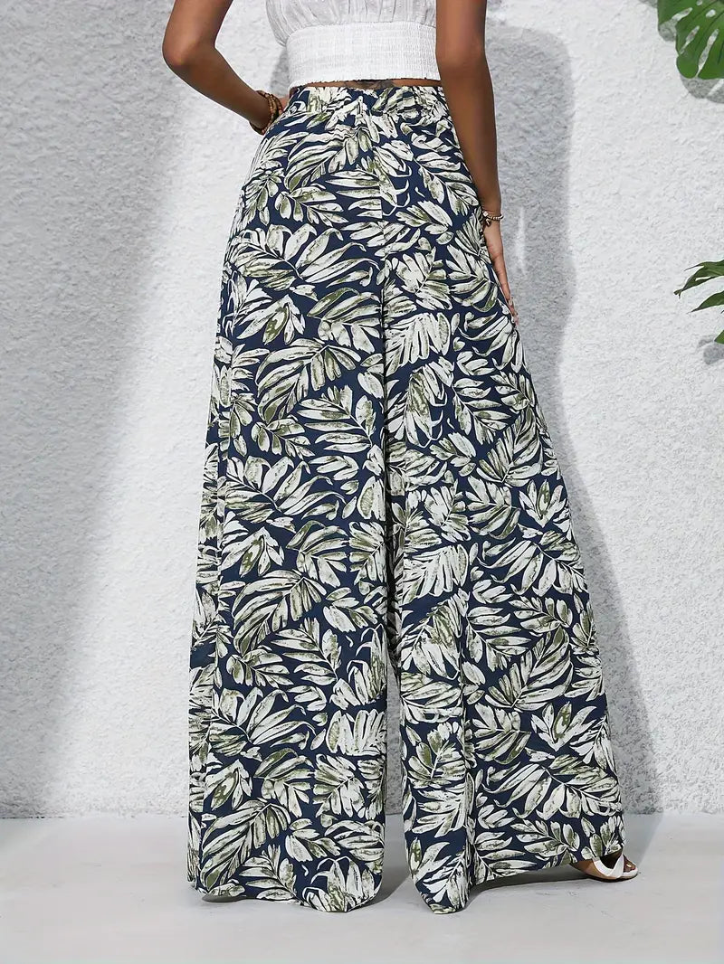 Louvelle – Stilvolle Hose mit weitem Bein und tropischem Print