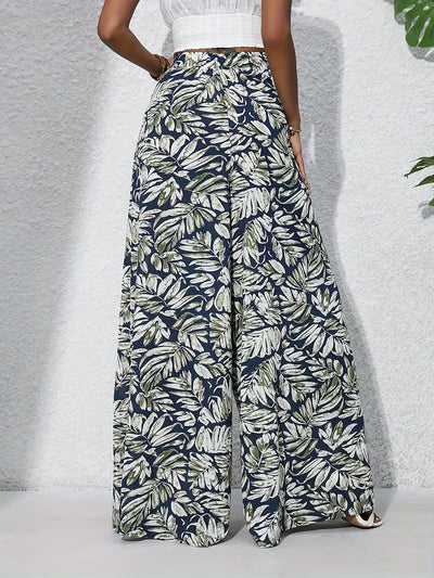 Mariah – Hochwertige Hose mit weitem Bein und tropischem Print