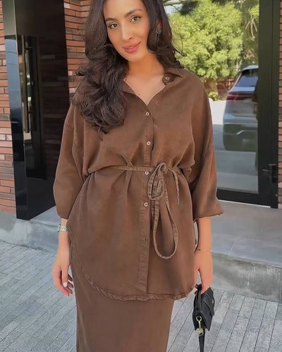 Sandra | Elegantes Zweiteiler Set mit Bluse und Rock