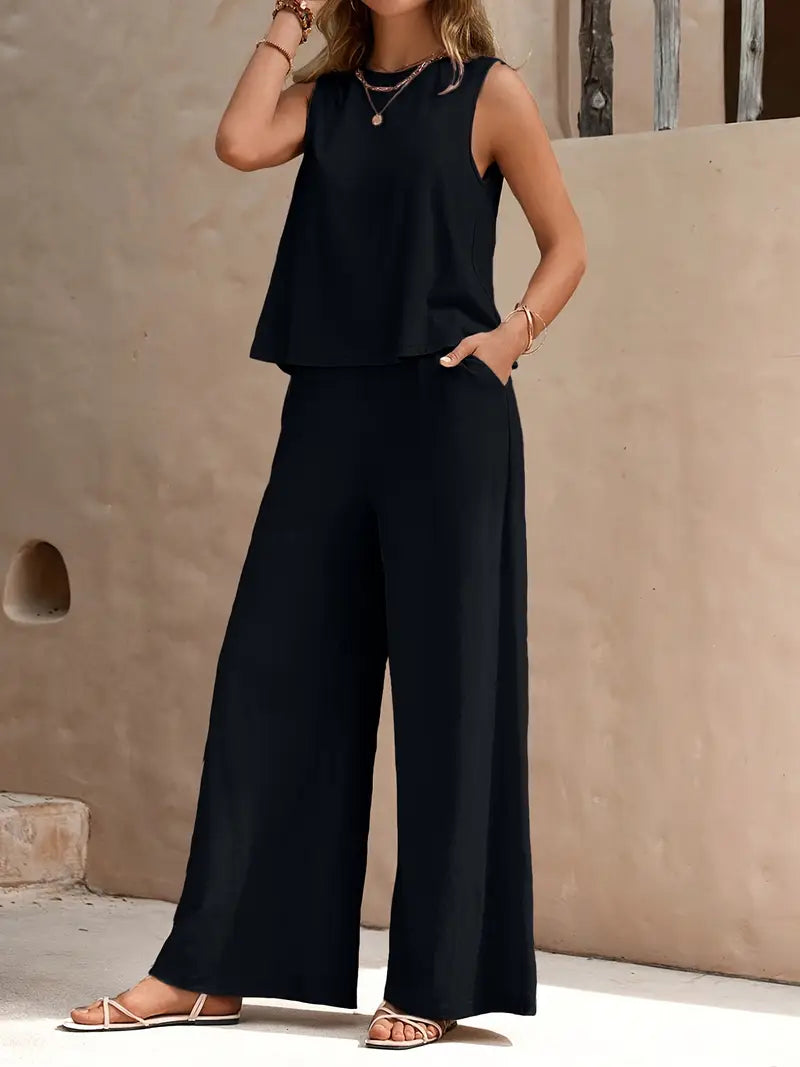 Faylisse – Elegantes ärmelloses Lounge-Set mit weitem Bein