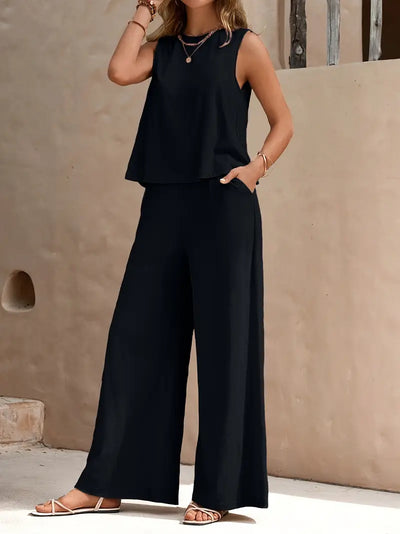 Faylisse – Elegantes ärmelloses Lounge-Set mit weitem Bein