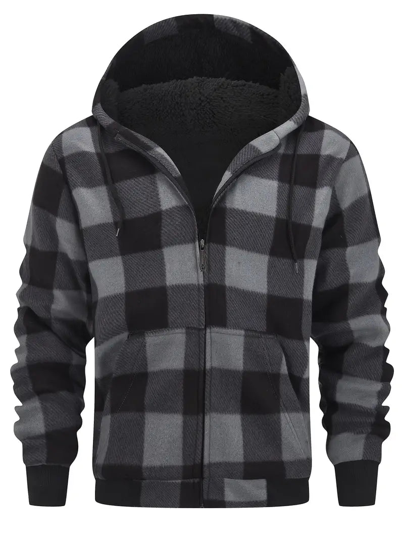 Avelena | Dicke Retro-Jacke mit Kapuze und Sherpa-Futter