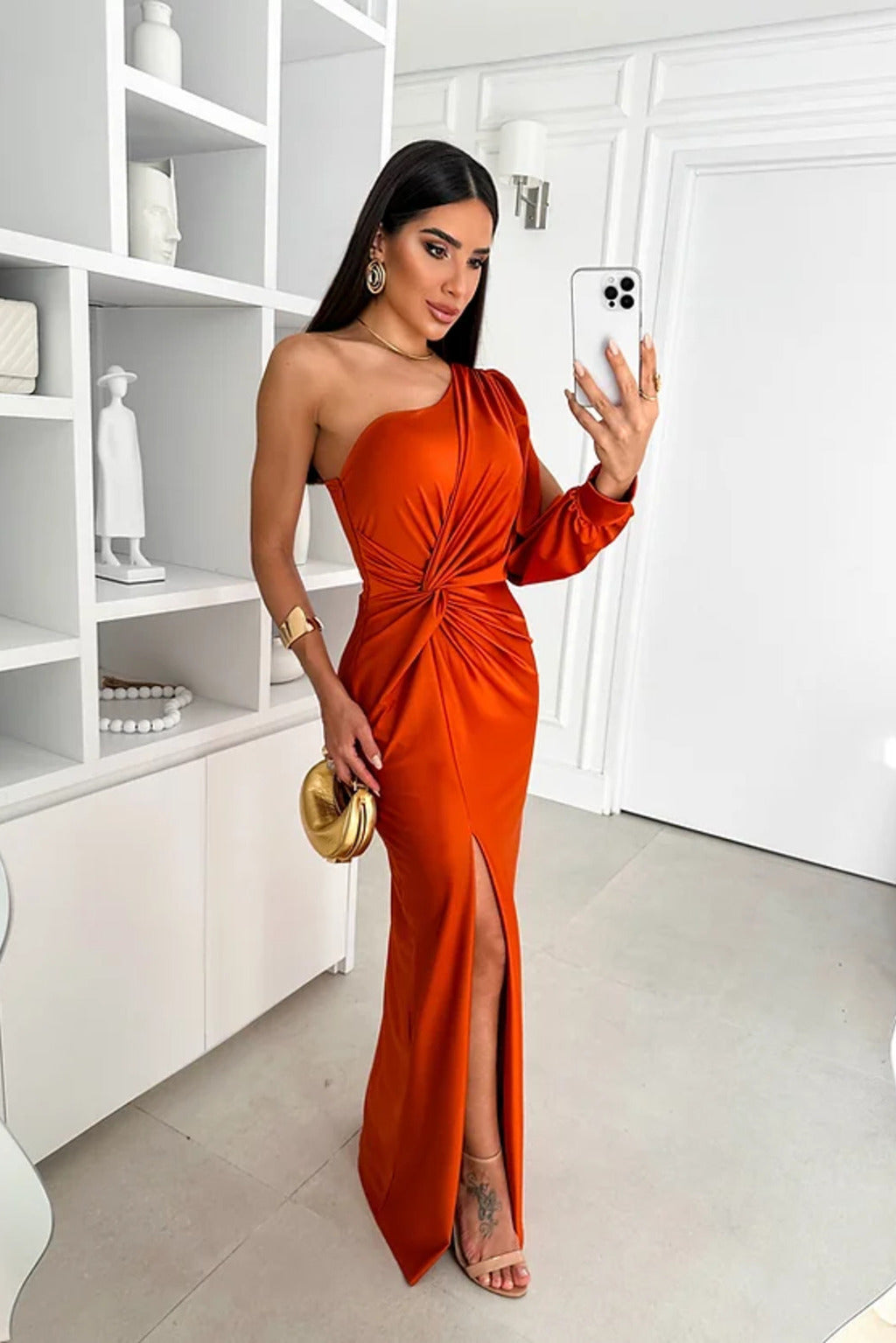 Satin-Ein-Schulter-Abendkleid | Elegant und Glamourös | Figurbetonter Schnitt