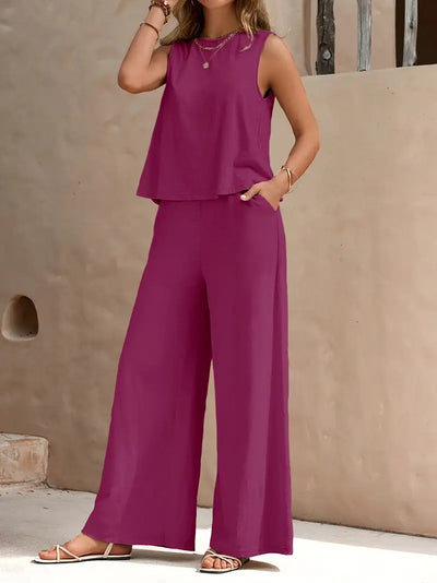Faylisse – Elegantes ärmelloses Lounge-Set mit weitem Bein