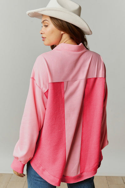 Oversized Hemdjacke mit Strukturmix | Lässiger Schnitt | Modern & Vielseitig
