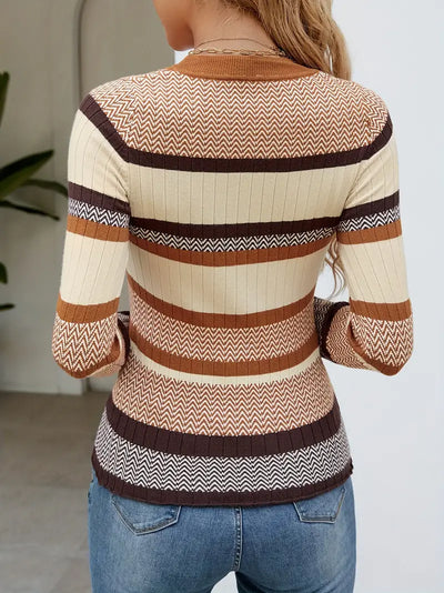 Avelena | Klassischer Gestreifter Strickpullover In Leuchtenden Farben