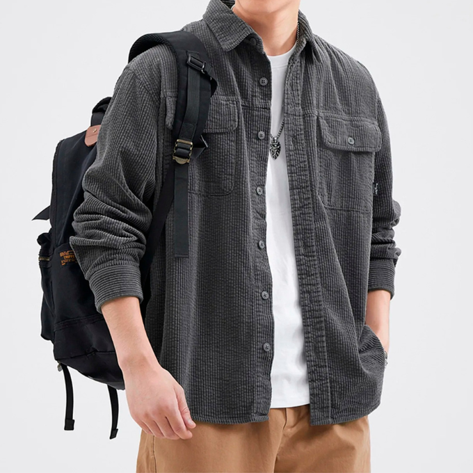 Augusto -  Herrenhemd Langarm aus Kordstoff – Bequeme Hemden für Herren, Ideal für Jede Gelegenheit