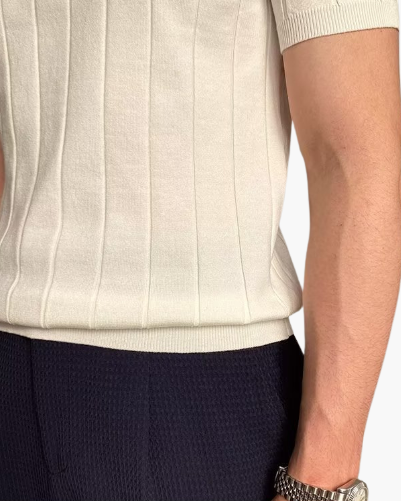 Ian | Business casual Herren Slim Fit Strick-Poloshirt mit Gerippt Muster