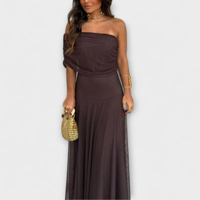 Wiese - Toledo One-Shoulder Mesh Maxi Dress