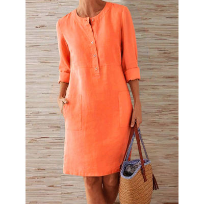 Knielanges Leinenkleid | Schlicht & Eleganz | Bequemer Stil