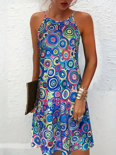 Vivenne – Neckholderkleid mit lebhaftem geometrischem Print
