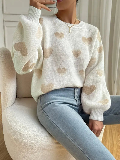 Avelena | Charmanter Pullover mit Herzmuster und Schultern