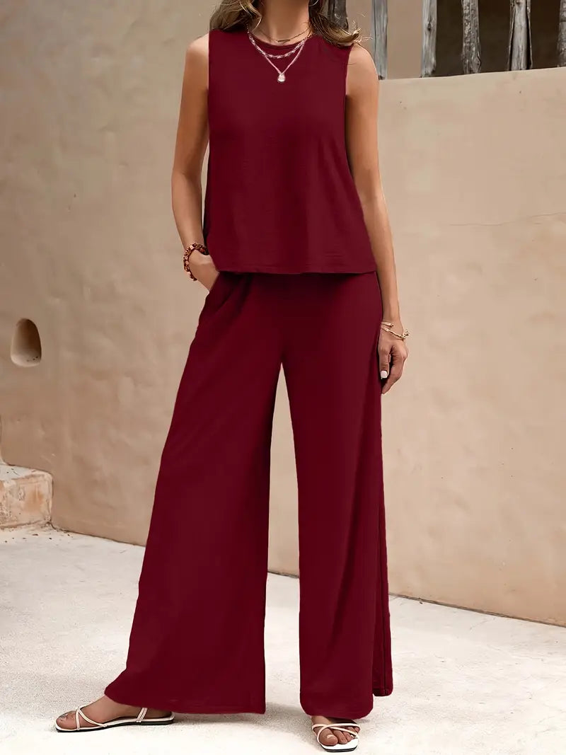 Faylisse – Elegantes ärmelloses Lounge-Set mit weitem Bein