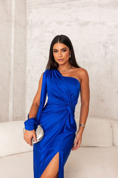 Satin-Ein-Schulter-Abendkleid | Elegant und Glamourös | Figurbetonter Schnitt