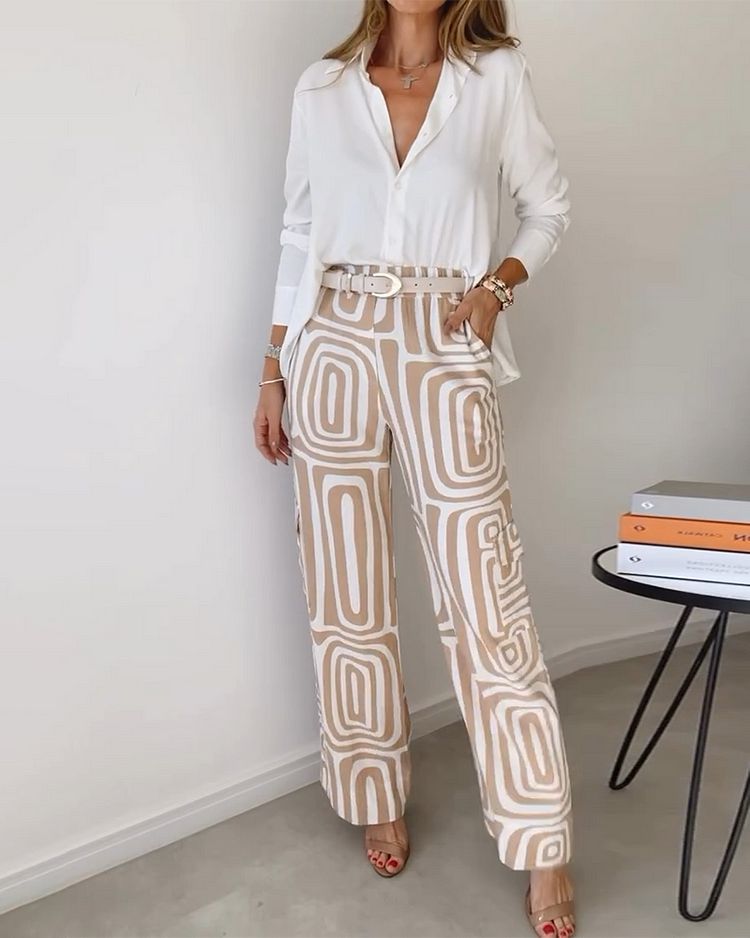 Luftiges Basic-Set | Weite Hose & übergroße Bluse | Eleganter Freizeitlook
