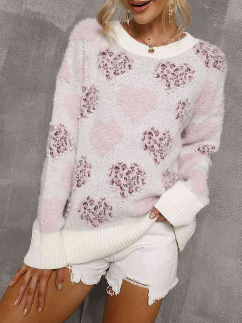 Avelena | Flauschiger Pullover mit Herzmustern
