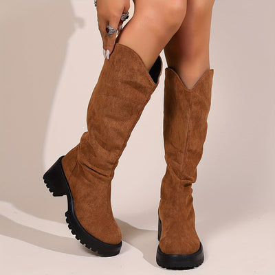 Avelena | Modische V-Cut-Stiefel mit Mittlerer Wade