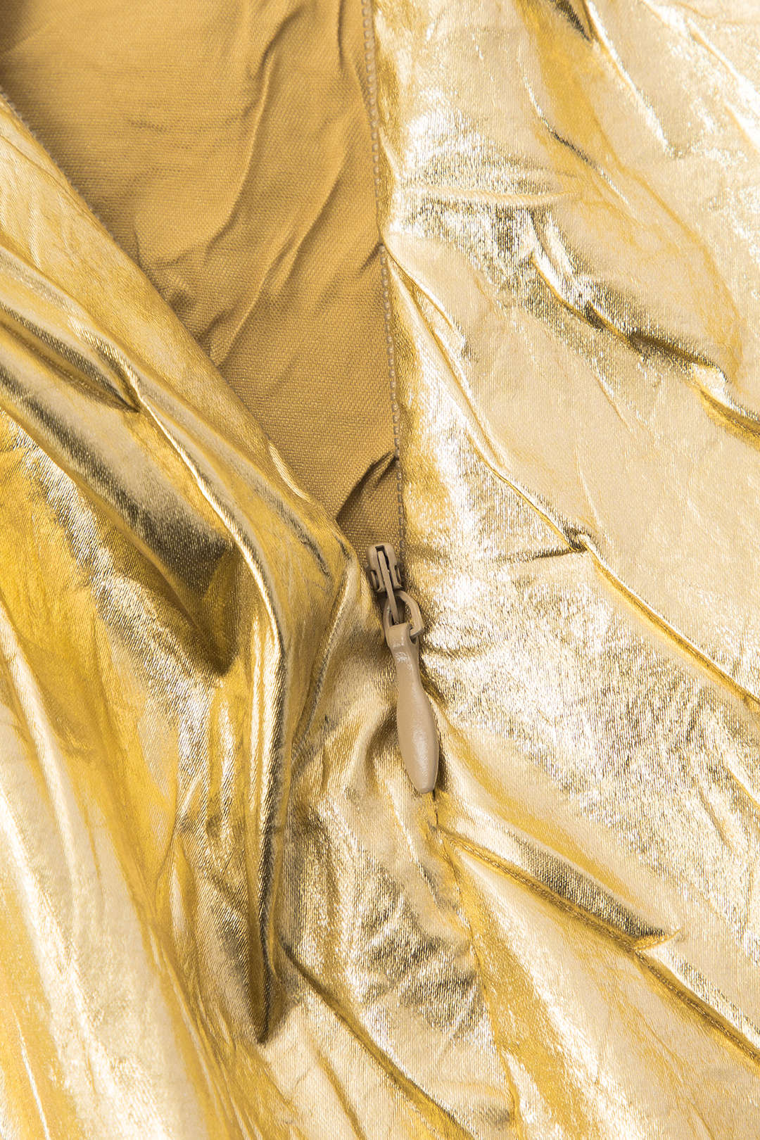 Elfriede | Glänzender Metallic-Midirock mit Crinkle-Effekt und elastischem Bund