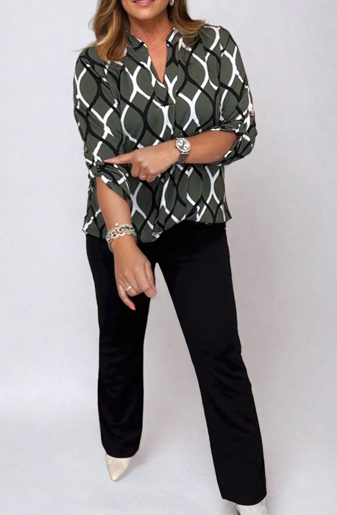 Bluse mit geometrischem Muster | Elegant und Vielseitig | Lockere Passform