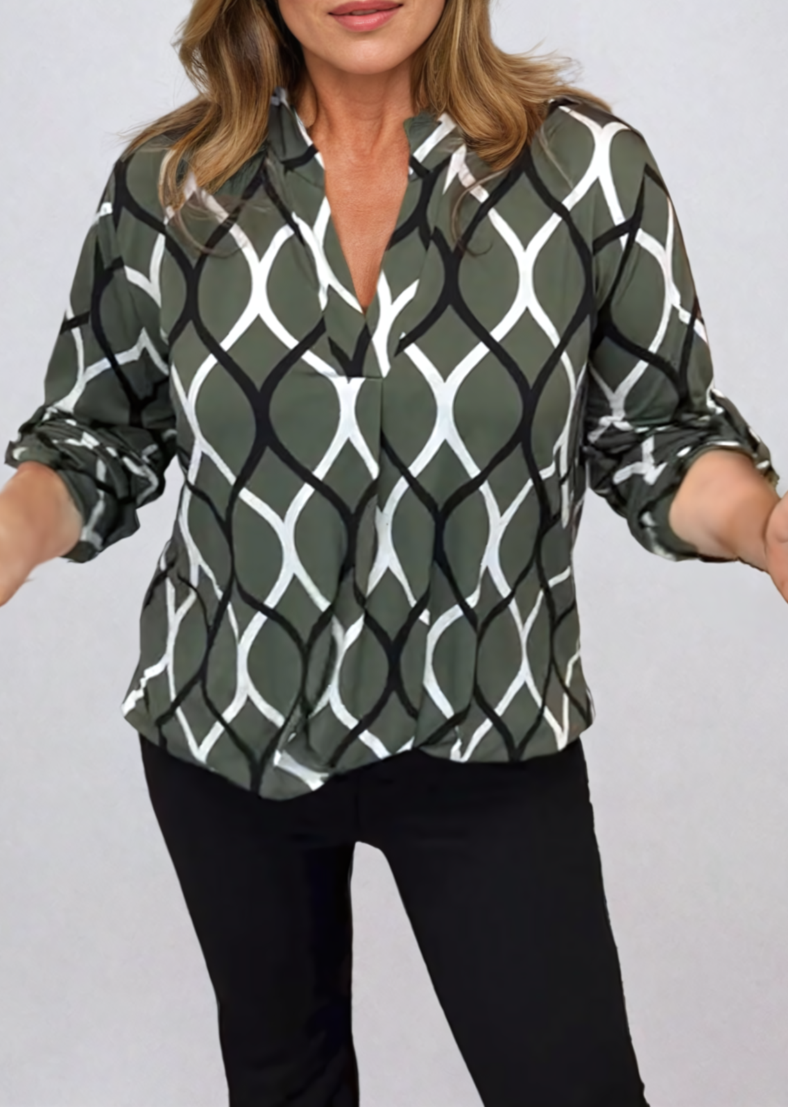 Bluse mit geometrischem Muster | Elegant und Vielseitig | Lockere Passform