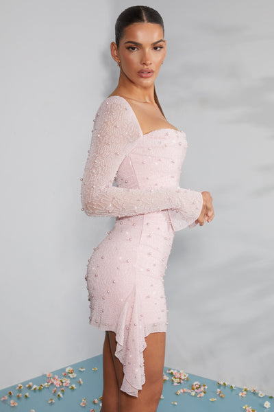 Rosa Parelkleid für Damen mit romantischem Design – Elarisse