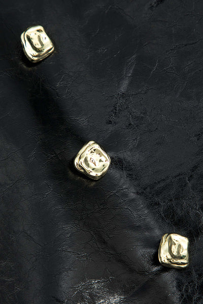 Callista | Eleganter Lackleder-Minirock mit Goldknöpfen und Ziertaschen