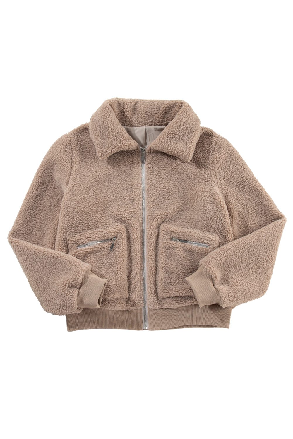 Teddy-Bomberjacke mit Reißverschluss | Flauschige Textur | Bequem & Stylisch
