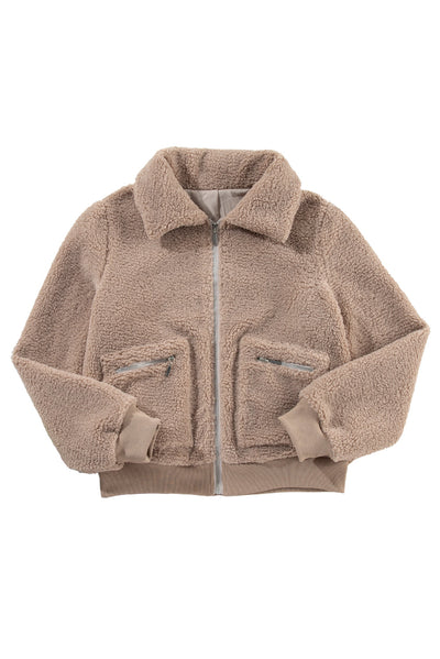 Teddy-Bomberjacke mit Reißverschluss | Flauschige Textur | Bequem & Stylisch
