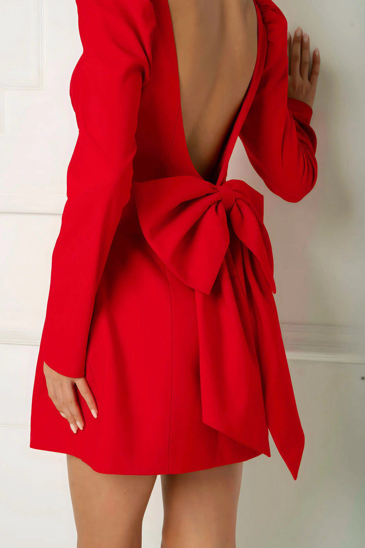 Elegantes Minikleid | Quadratischer Ausschnitt & Puffärmel | Klassische Raffinesse