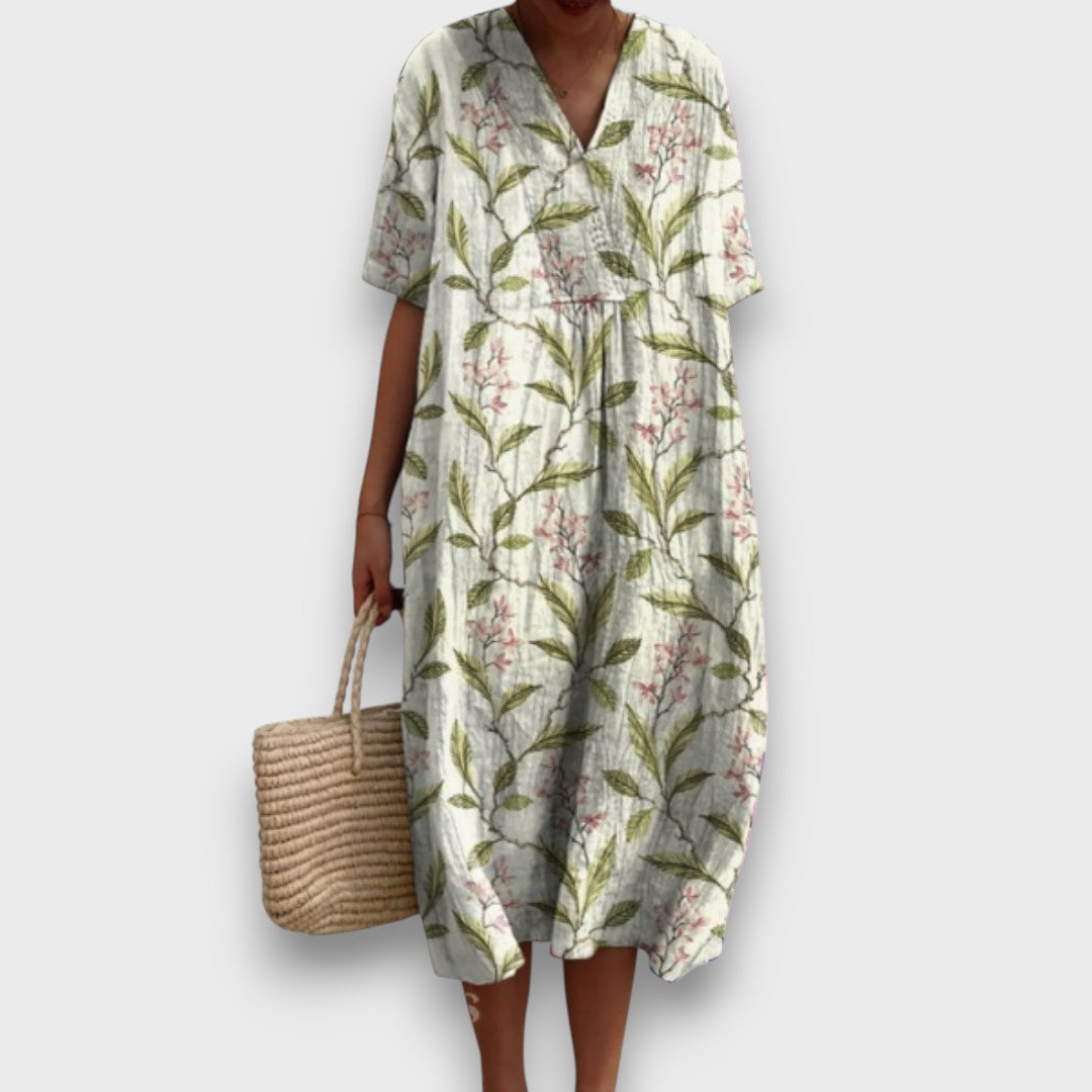 Miradie – Blumiges Midikleid mit V-Ausschnitt