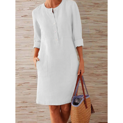 Knielanges Leinenkleid | Schlicht & Eleganz | Bequemer Stil