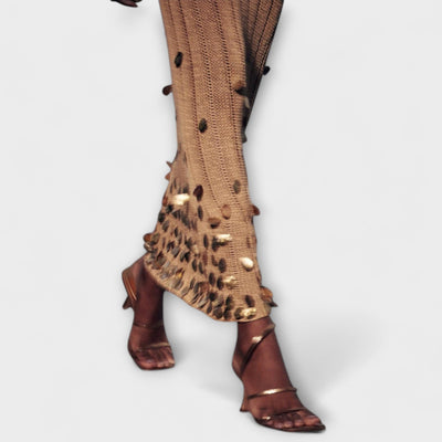 Kathleen - Goldenes Strick-Maxikleid von Dolly