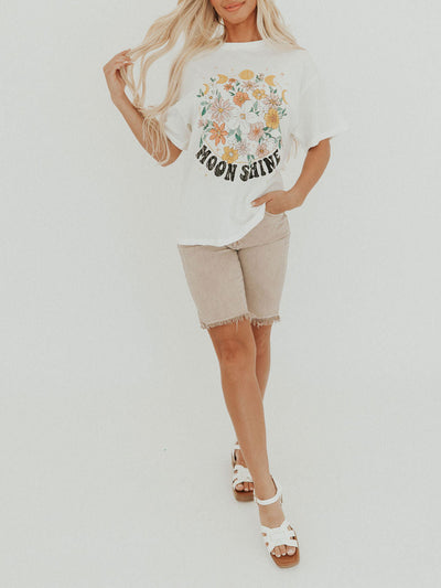 Avelena | Grafisches Blumen-T-Shirt Moon Shine