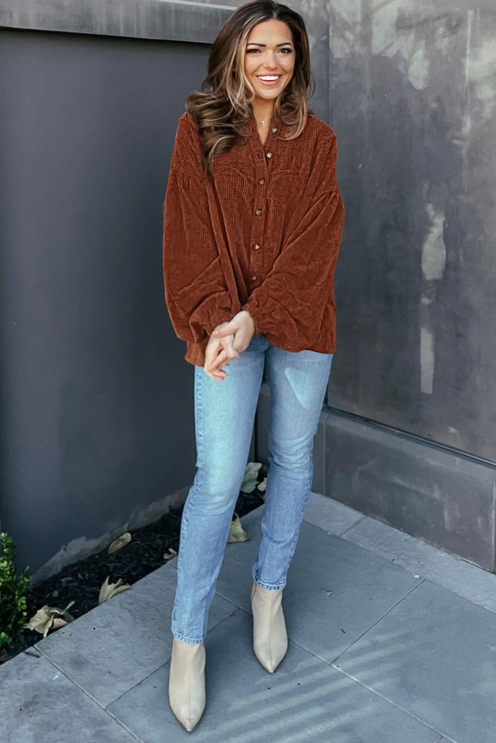 Oversized Bluse aus Cord | Lässiger Komfort | Boho-Stil