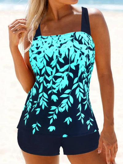 Anne | Hochtaillierter Tankini mit Blattdruck