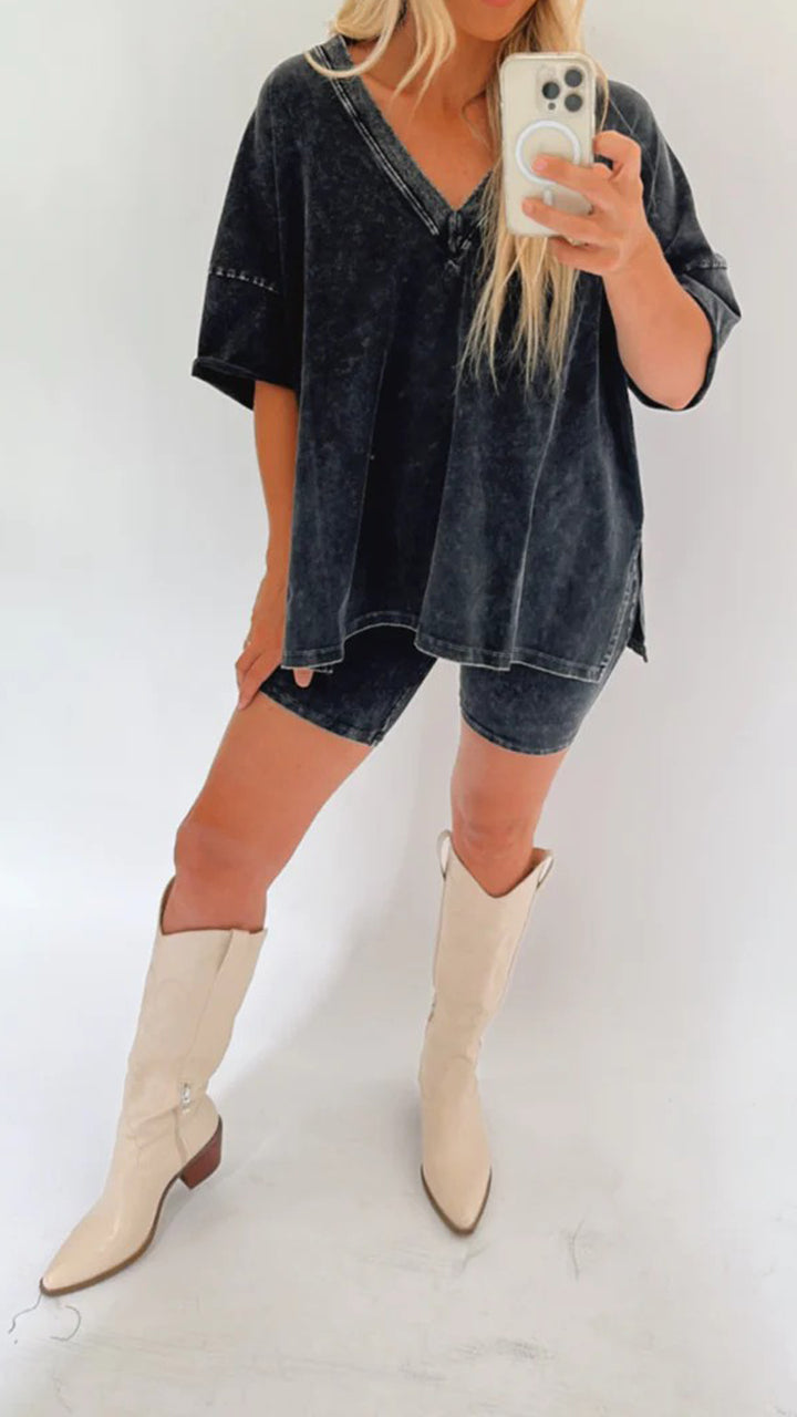 Zweiteiliges Set mit Oversized-Shirt | Lässiger Stil | Bequem & Modern